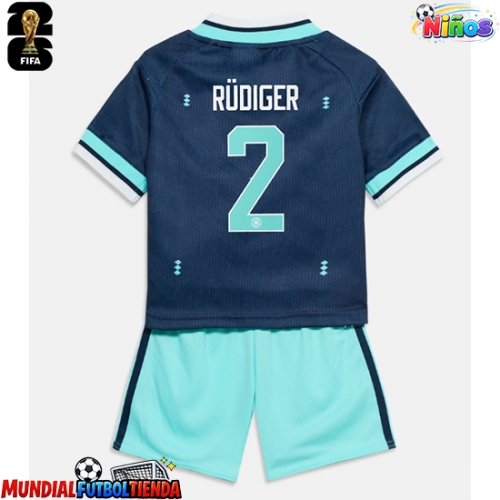 Camiseta Alemania Antonio Rudiger #2 Segunda Equipación Replica Mundial 2026 para niños mangas cortas (+ Pantalones cortos)